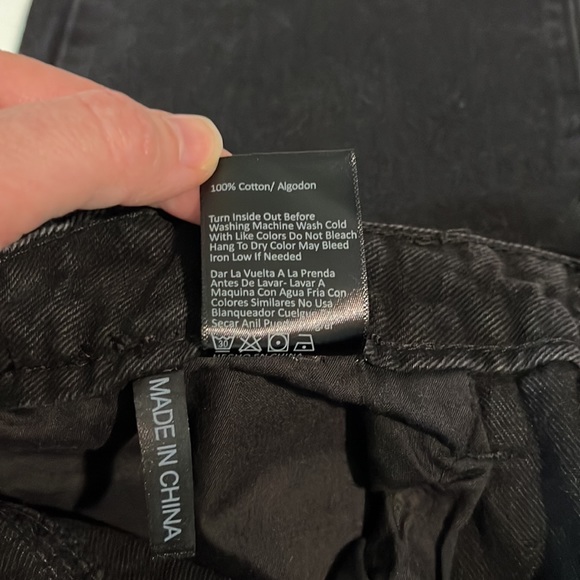 NWT Risen jeans high-waist black straight leg jeans black frayed hem - Picture 14 of 14